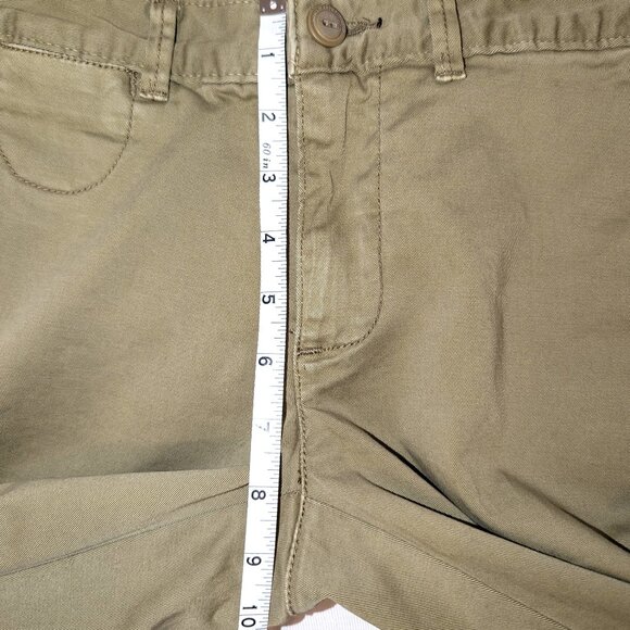 Anthropologie | Olive Green Relaxed Chino Navy Geo Tuxedo Stripe Pants | 26 - Picture 15 of 16